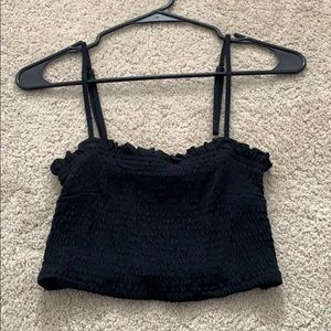 Abercrombie and fitch black ruched crop top